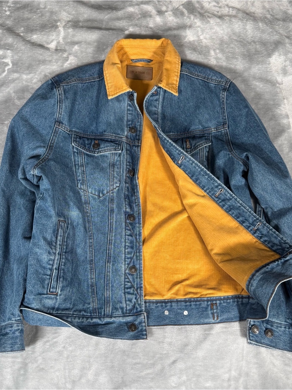 Line Of Trade Denim Trucker Jacket Mens M Corduroy Lined Cotton Blue